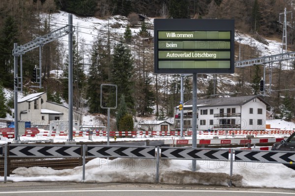Sign Lötschberg Autoverlad, Goppenstein, Valais, Switzerland