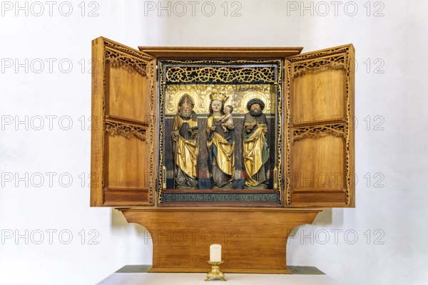 Altar in the interior of St. Peter's Cathedral in Bautzen, Upper Lusatia, Saxony, Germany