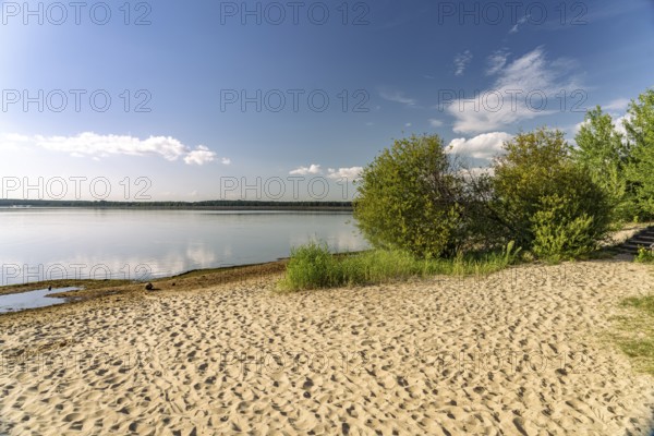 Beach at Spremberger Talsperre, Spremberg, Lower Lusatia, Brandenburg, Germany