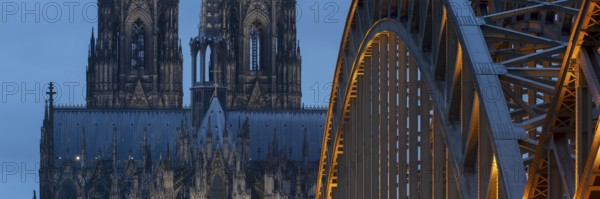 Abendstimmung am Kölner Dom, Hohenzollernbrücke, Cologne, North Rhine-Westphalia, Germany