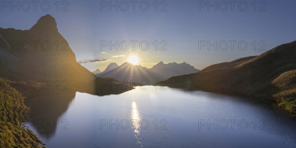 Sunset at Rappensee, behind Kleiner Rappenkopf, 2276m, Allgäu Alps, Allgäu, Bavaria, Germany