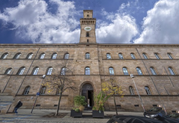 Town Hall, built 1840 to 1844, the tower is a replica of the Palazzo Vecchio in Florence, Königstr., Fürth, Middle Franconia, Bavaria, Germany