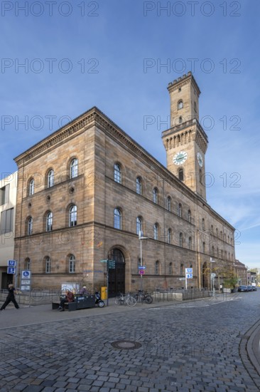 Town Hall, built 1840 to 1844, the tower is a replica of the Palazzo Vecchio in Florence, Königstr., Fürth, Middle Franconia, Bavaria, Germany