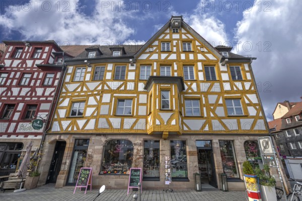 Historic half-timbered house, 18th century, Marktplatz 11, Fürth, Middle Franconia, Bavaria, Germany