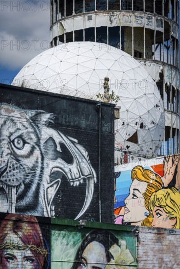 Graffiti on the former US eavesdropping facility on Teufelsberg in Grunewald, Berlin, Germany