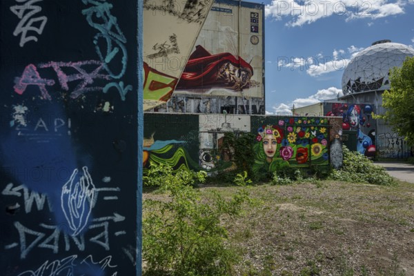 Graffiti on the former US eavesdropping facility on Teufelsberg in Grunewald, Berlin, Germany