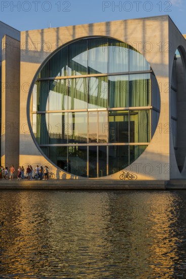 Marie-Elisabeth-Lüders-Haus in the evening light on the Spree in the government district, Berlin