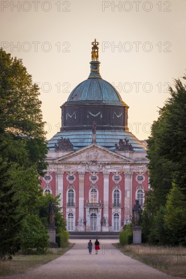 The new palace in Sanssouci Park in the evening light, Potsdam
