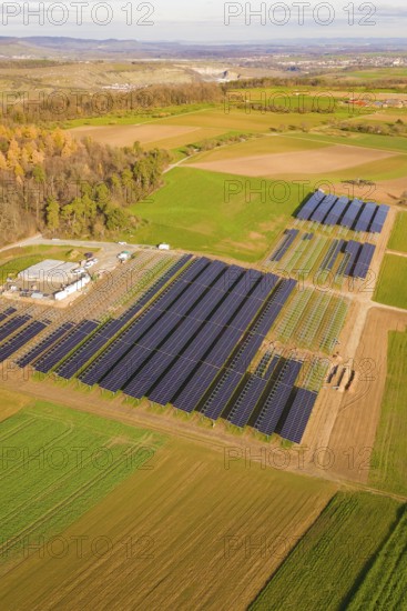 Extensive installations on fields in rural areas, energy transition, construction of PV open space, Baden-Württemberg, Germany