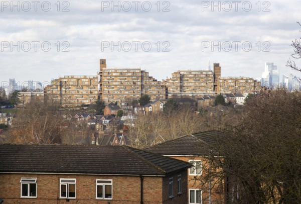 Dawson's Heights or Dawson Heights housing estate, East Dulwich, south London, England, UK architect Kate Macintosh completed 1972
