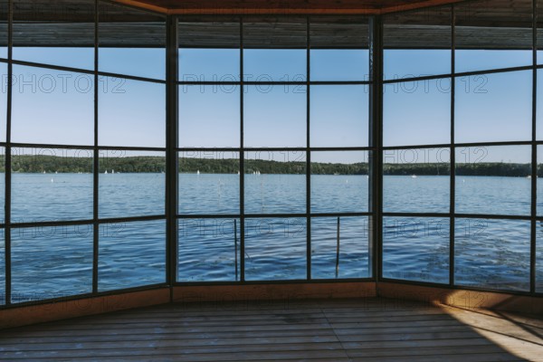 View through a panoramic window, Wannsee, Berlin
