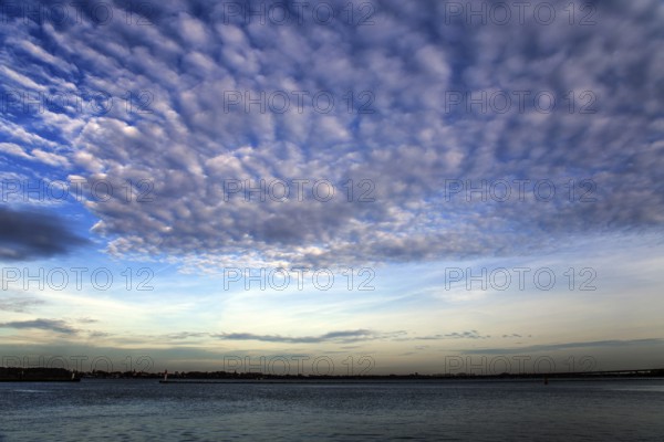 Clouds in the evening over the sea at the port of Stralsund, Baltic Sea, Mecklenburg-Western Pomerania, East Germany, Germany