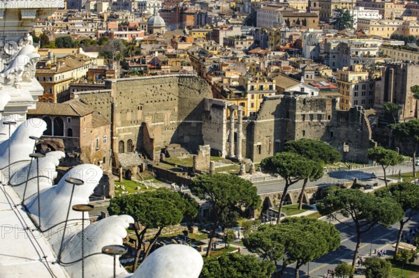 View of Forum of Emperor Augustus Augustus from observation deck of National Monument to King Victor Emmanuel II Vittoriano, Rome, Lazio, Italy