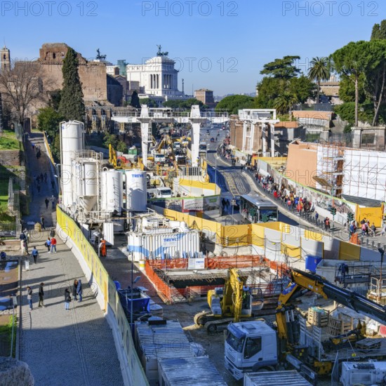 Subway station construction site at Cocoseum, Rome, Lazio, Italy
