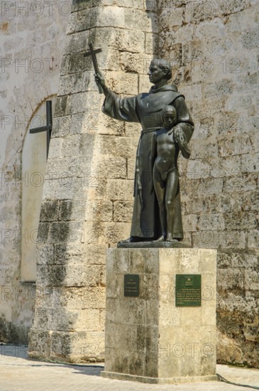 Monument in Havana Habana Cuba with replica copy of statue of Franciscan monk Fray Junipero Serra from original statue in Palma de Majorca, Roman Catholic saint, founder of the US city of San Francisco, Havana, Cuba