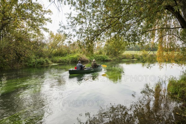 Paddler, Altrhein, Rhine, Taubergießen Nature Reserve, Kappel-Grafenhausen, Ortenau, Baden-Württemberg, Germany