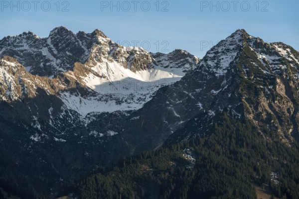 Mountains of the Allgäu Alps, Entschenkopf, Nebelhorn and Rubihorn, Oberstdorf, Oberallgäu, Allgäu, Bavaria, Germany