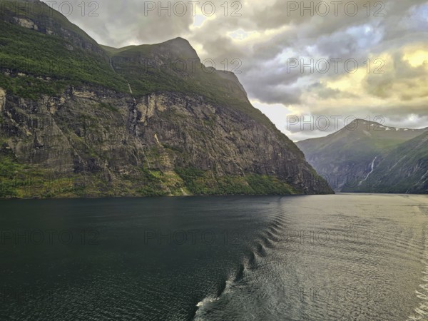 Majestic fjord with dramatic cloud formations, Geiranger Norway