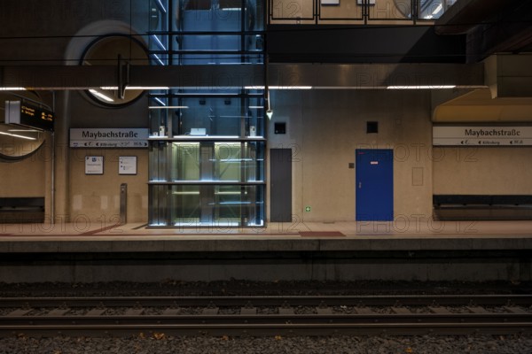 Glass elevator, Maybachstraße stop, subway, light rail, platform, train station, public transport, Stuttgart, Baden-Württemberg, Germany