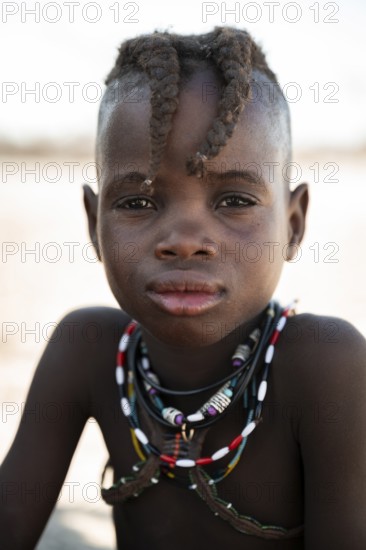 Portrait, Himba girl, traditional Himba village, Kaokoveld, Kunene, Namibia