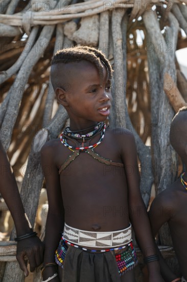 Himba girl, traditional Himba village, Kaokoveld, Kunene, Namibia