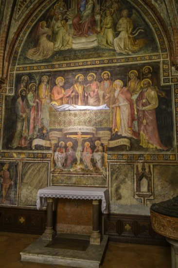 15th century frescoes in St. Catherine's Chapel, Collegiata di Santa Maria Assunta, Castell'Arquato, Province of Piacenza, Italy