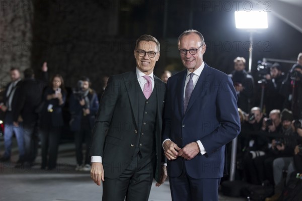 Cai-Göran Alexander Stubb (President of Finland) and Friedrich Merz (Chancellor of the Federal Republic of Germany) on arrival at the Federal Chancellery. Following the bilateral meeting with Ukrainian President Zelenskyi, Federal Chancellor Merz will meet with other European heads of state and government as well as the heads of the EU and NATO. Berlin, 15 August 2025