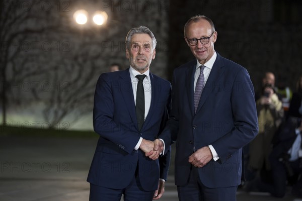 Dick Schoof (Prime Minister of the Netherlands) and Friedrich Merz (Chancellor of the Federal Republic of Germany) on arrival at the Federal Chancellery. Following the bilateral meeting with Ukrainian President Zelenskyi, Federal Chancellor Merz will meet with other European heads of state and government as well as the heads of the EU and NATO. Berlin, 15 August 2025