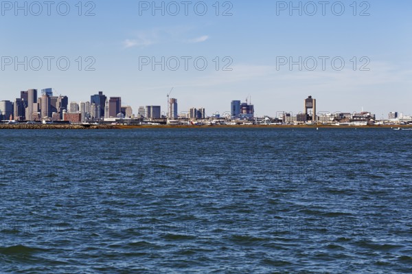 Boston skyline with Logan International Airport, Boston, Massachusetts, New England, USA