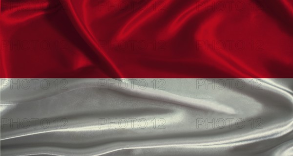 Indonesia flag with cloth textured background. National flag of Indonesia with realistic texture