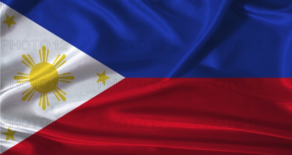 National flag of the Philippines with cloth texture. Philippines flag with realistic texture background