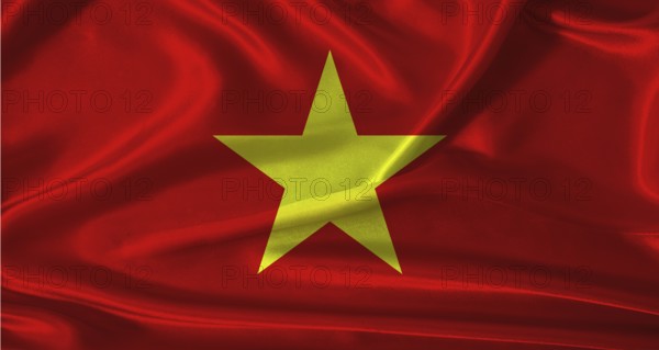 National flag of Vietnam with cloth texture. Vietnam flag with realistic texture background