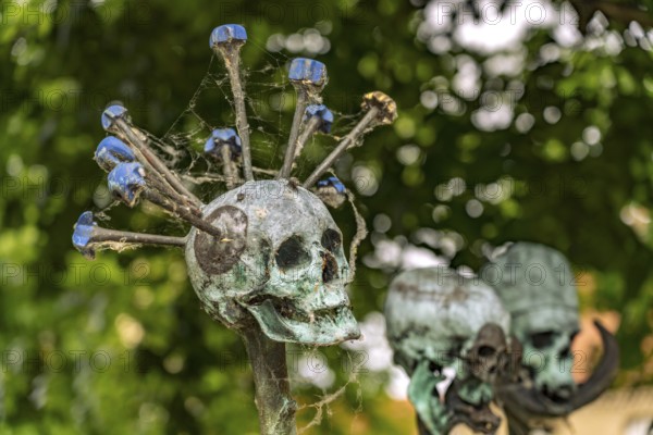 Skull Tree sculpture by Daniel Spoerri, sculpture park of the Gottorf Castle Museum Island, City of Schleswig, Schleswig-Holstein, Germany