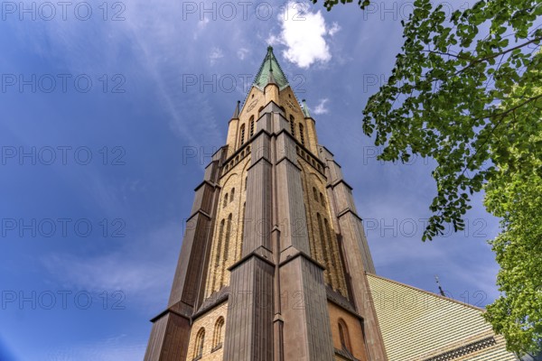 The tower of St. Peter's Cathedral, City of Schleswig, Schleswig-Holstein, Germany
