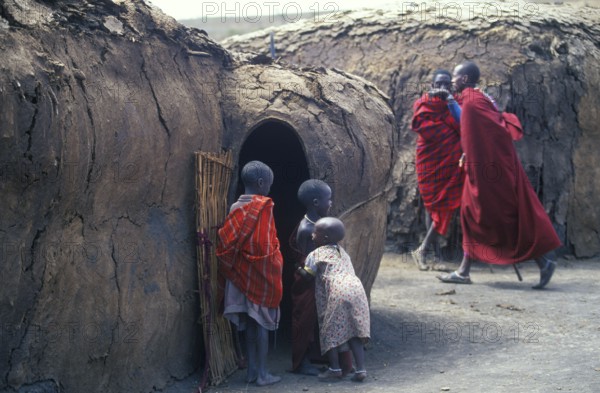 Maasai in her village in Ngorongoro Crater, Tanzania, Africa, June 2000, vintage, retro, old, historic