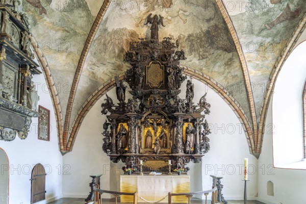 Gudewerdt altar in the interior of St. Nicolai Church in Eckernförde, Schleswig-Holstein, Germany