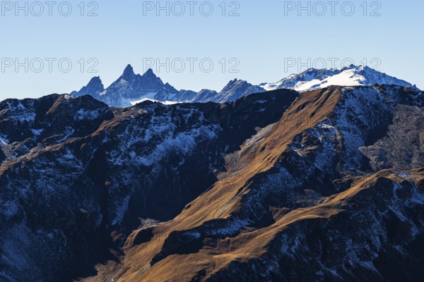 Snow-capped peaks of the Pointe de Moiry mountains, Val d'Anniviers, Valais Alps, Canton of Valais, Switzerland