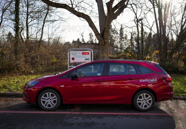Stadtwerke Stuttgart charging station for electric cars, charging station, e-mobility, Stadtmobil car rental, car sharing, station, logo, Stuttgart, Baden-Württemberg, Germany