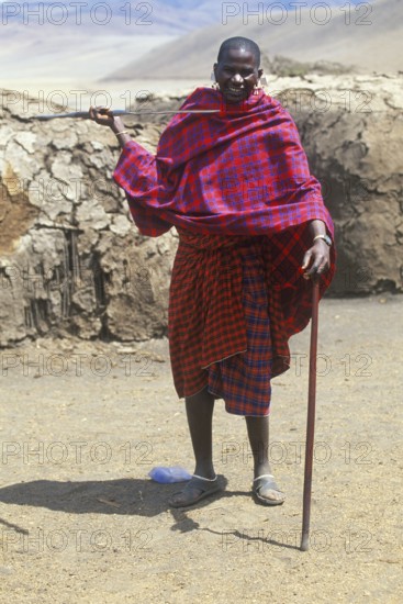Portrait of a Maasai man, Ngorongoro Crater, Tanzania, Africa, June 2000, vintage, retro, old, historical