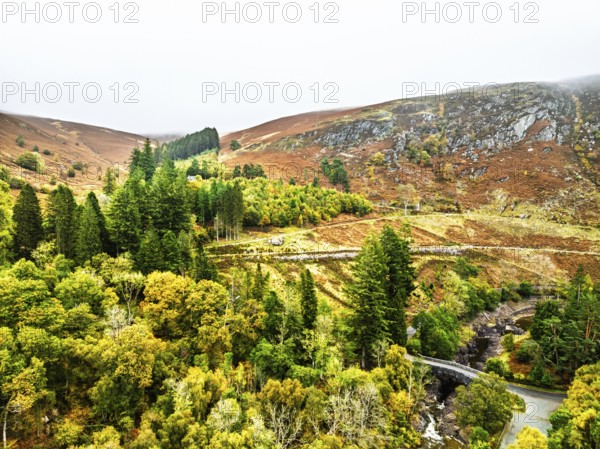 Pen y Garreg Dam and Reservoir from a drone, Elan Valley, Rhayader, Powys, Wales, UK