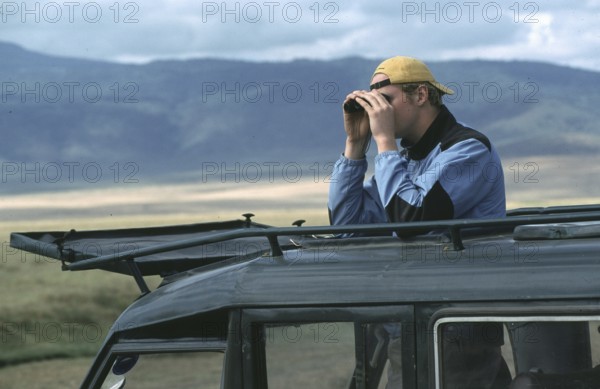 Safari in Ngorongoro Crater, Tanzania, Africa, June 2000, vintage, retro, old, historic