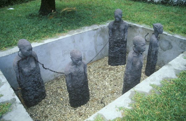 Slavery memorial on the Old Slave Market in Zanzibar Town, Zanzibar, Tanzania, Africa, June 2000, vintage, retro, old, historic