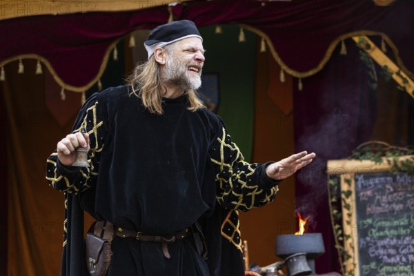 Alchemist, medieval clothing, medieval market, city of Esslingen, district of Esslingen, Baden-Württemberg, Germany