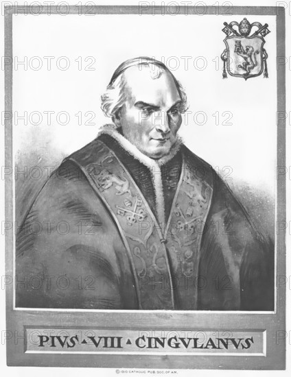 Pius VIII (born 20 November 1761 in Cingoli near Ancona, Papal States, died 30 November 1830 in Rome), born Francesco Saverio Maria Felice Castiglioni, was the 253rd Pope of the Roman Catholic Church from 1829 to 1830, Historical, authentic, digitally restored reproduction from a 19th century master, Record date not stated