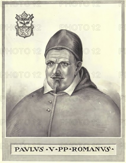 Paul V (born 17 September 1552 in Rome, died 28 January 1621 in Rome), born Camillo Borghese, was Pope of the Roman Catholic Church from 1605 to 1621, Historical, authentic, digitally restored reproduction from a 19th century original, Record date not stated