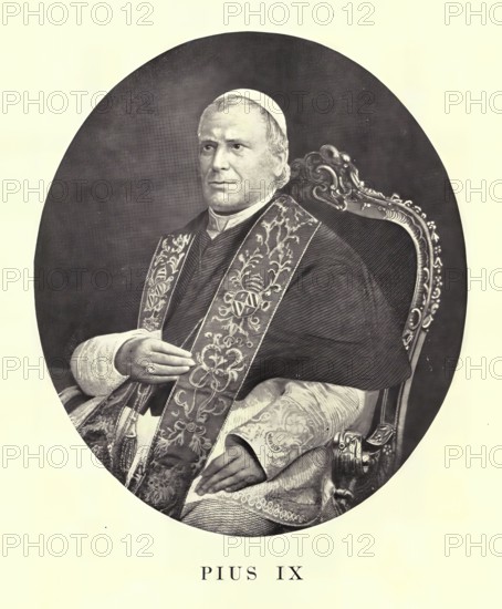 Pius IX (born 13 May 1792 in Senigallia (Papal States) as Giovanni Maria Mastai Ferretti, died 7 February 1878 in Rome, Kingdom of Italy) was the 255th Pope from 1846 to 1878, Historical, authentic, digitally restored reproduction from a 19th century original, Record date not stated