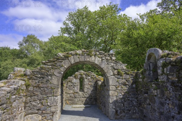 Ruins of St. Kevin's Cell, Wicklow Mountains National Park, Glendalough, Brockagh, County Wicklow, Ireland