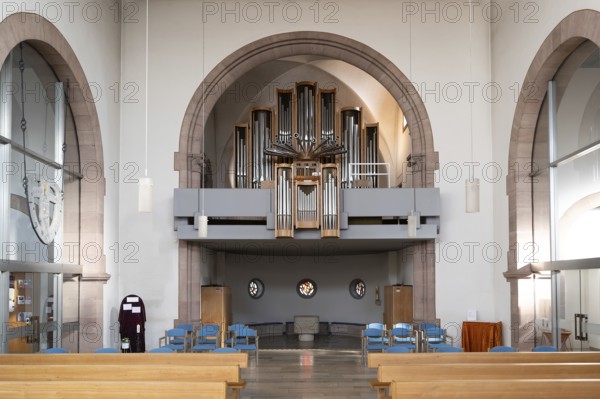 Organ gallery in St. Otto Church, Lauf an der Pegnitz, built around 1900, renovation 1970 to 1971, Ottogasse 5, Middle Franconia, Bavaria, Germany
