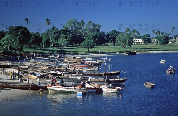 Boat harbor, Kigamboni peninsula, Dar es-Salaam, Tanzania, Africa, June 2000, vintage, retro, old, historic