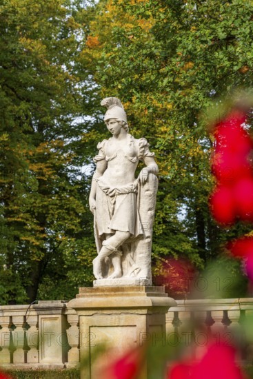 Stone sculpture in the castle park of Wiepersdorf Castle, Wieperdorf, Fläming, Brandenburg, Germany